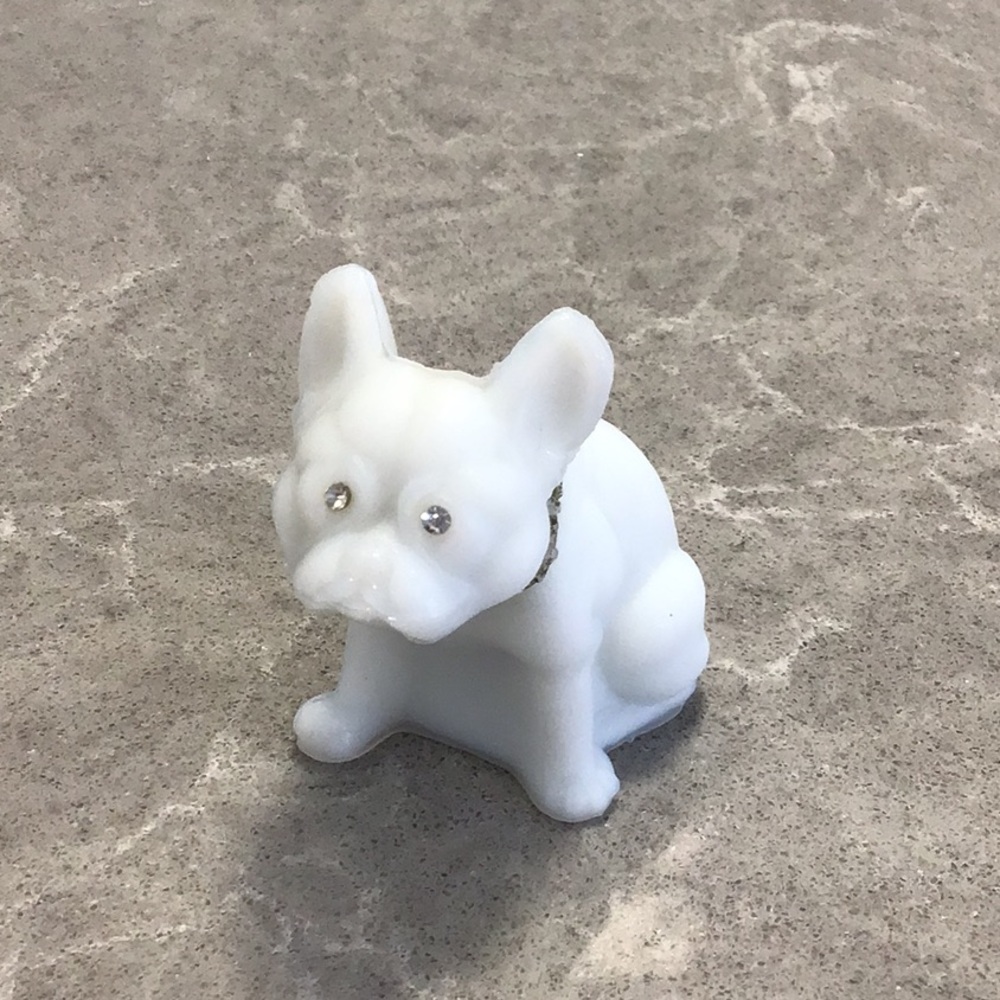 Vtg Westmoreland 2.5” Glass Bulldog Figurine Rhinestone Eyes